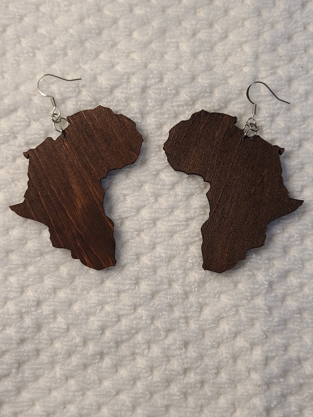 Laser Cut Africa Map Wooden Earrings in Dark Brown